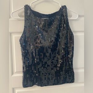Ann Taylor Women's Black Sequin Blouse Evening-wear Formal